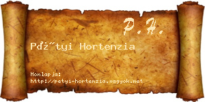 Pétyi Hortenzia névjegykártya